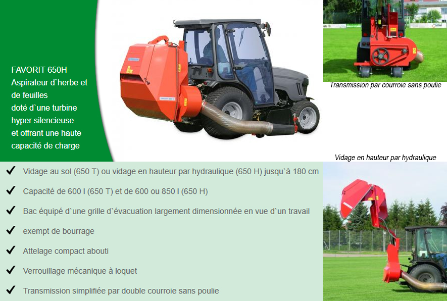 Wiedenmann-FAVORIT-650H-ramassage-feuille-terrain-sport-football-rugby-golf-hippisme