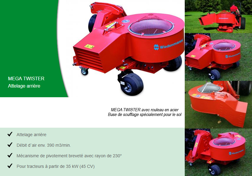 Wiedenmann-MEGA-TWISTER-ramassage-feuille-terrain-sport-football-rugby-golf-hippisme