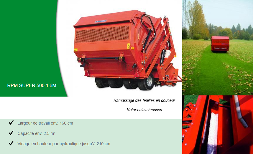 Wiedenmann-RPM-SUPER-500-1.6M-ramassage-feuille-terrain-sport-football-rugby-golf-hippisme